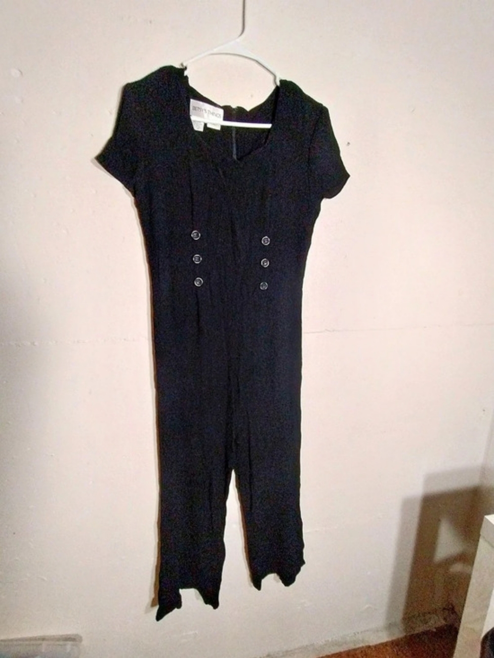 Betsy's Things Black Button-Front Jumpsuit